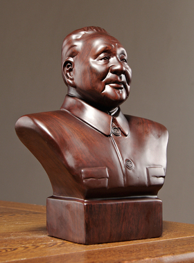 黑檀实木雕刻邓小平头像摆件家居办公客厅商务柜台装饰红木工艺品