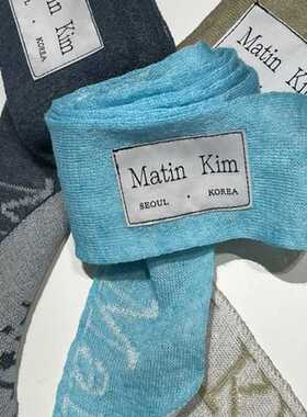 matin kim设计百搭感小众ins羊绒纯色细窄围巾朋克搭配造型装饰