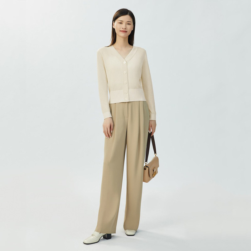 正品哥弟新款2023夏季葱纱三醋酸针织开衫女V领空调衫外套A400713_虎窝淘