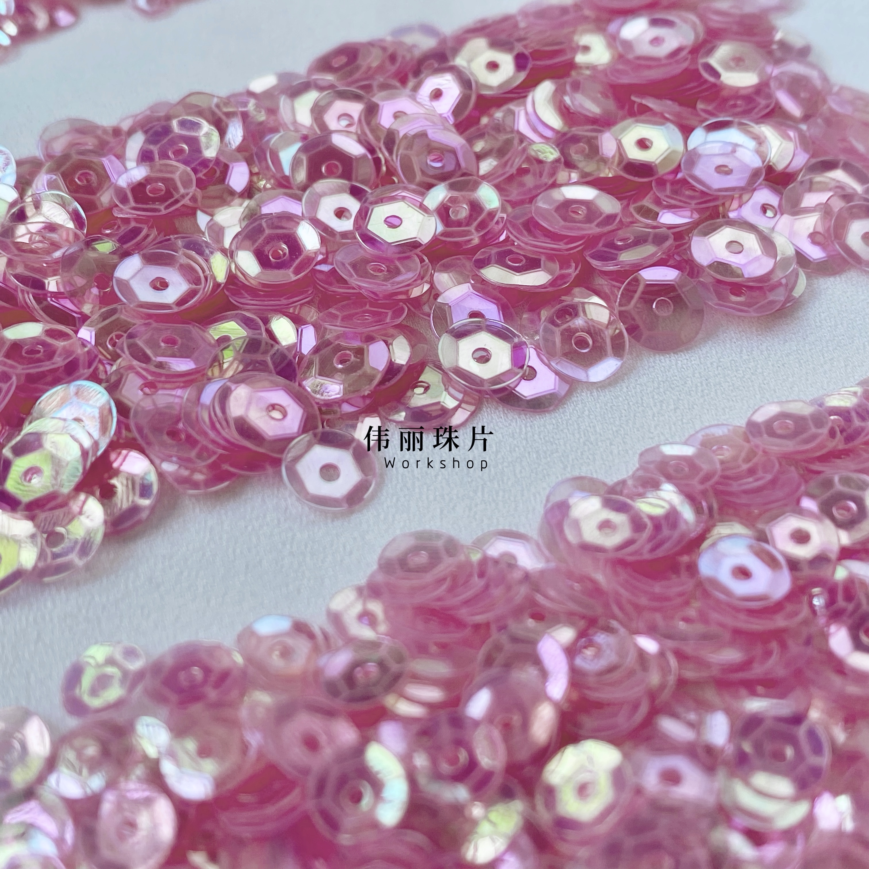 菡萏红色3/4/5/6mm系列【TS38】法式刺绣PVC珠片婚纱手缝服装辅料 - 图0