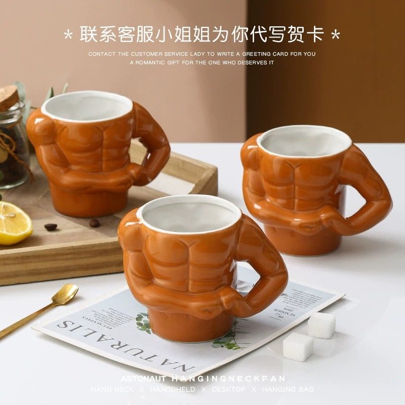 送礼搞怪猛男肌肉杯陶瓷送朋友礼物整蛊马克杯陶瓷高颜值水杯学生,淘宝优惠券,粉丝福利购,淘宝优惠卷
