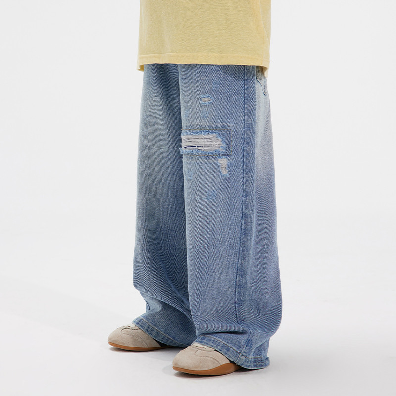 植木童装 男童牛仔裤破洞儿童裤子2025新款秋冬 中大童直筒裤潮酷,淘宝优惠券,粉丝福利购,淘宝优惠卷