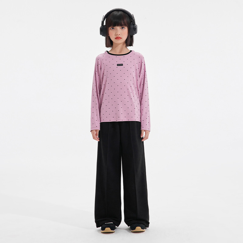 植木童装女童T恤2025秋冬新款中大童黑粉长袖连帽衣服上衣儿童T恤,淘宝优惠券,粉丝福利购,淘宝优惠卷