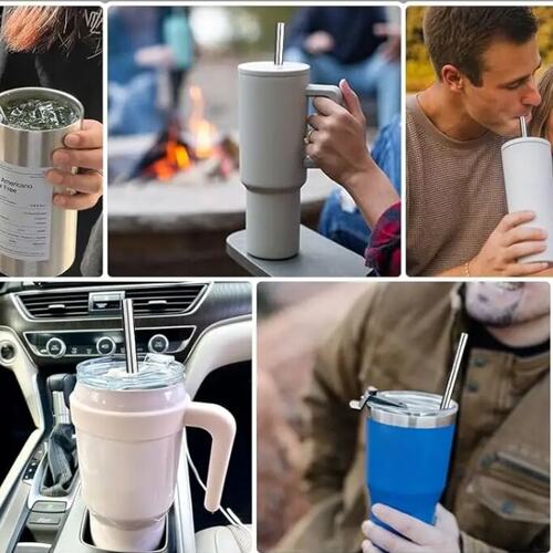 适用STANLEY 2代203040oz手柄杯吸管替换304不锈钢弯吸管帽子杯子 - 图1