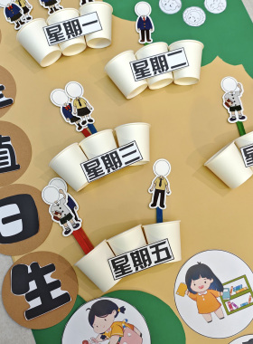 幼儿园值日生环创签到墙