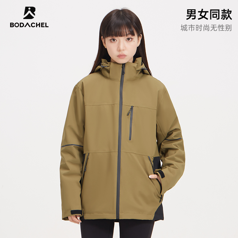 BODACHEL新款冲锋衣男款三合一秋冬加绒女士外套宽松滑雪登山服 - 图1