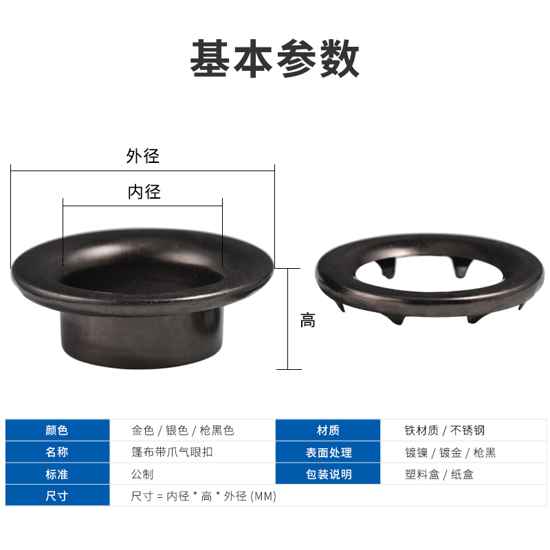 车用货车帆布鸡眼扣套装雨布雨蓬气眼扣眼篷布气眼扣加厚空心铆钉-图2