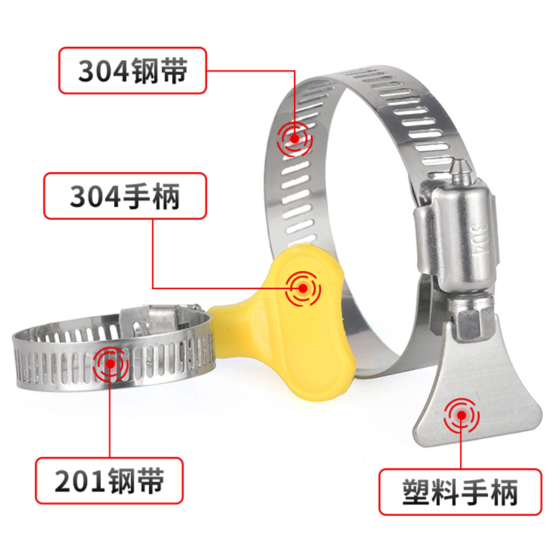 304不锈钢手柄喉箍手拧卡箍抱箍管箍水管收紧箍圈固定夹管卡卡子 - 图0