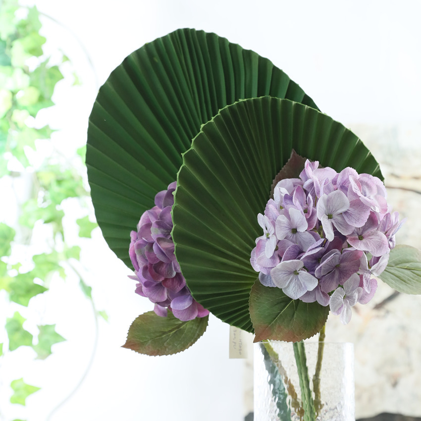 仿真芭蕉叶棕榈叶PU植物插花葵叶扇叶绿色大叶手拿跳舞道具扇子叶-图3