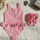 Adult mother baby cherry lace one-piece suspender swimsuit