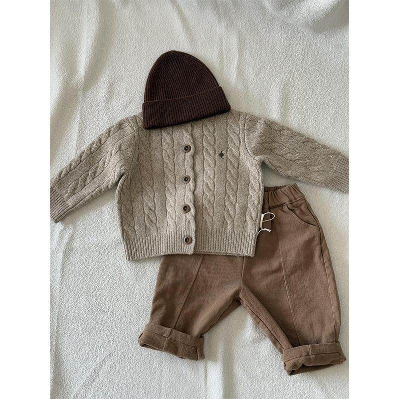 2025秋冬儿童羊毛麻花毛衣男女童纯色洋气针织开衫时尚毛衣外套,淘宝优惠券,粉丝福利购,淘宝优惠卷