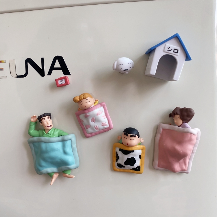 创意蜡笔小新冰箱贴睡眠中的一家人家居装饰贴洞洞板留言磁吸磁性 - 图1