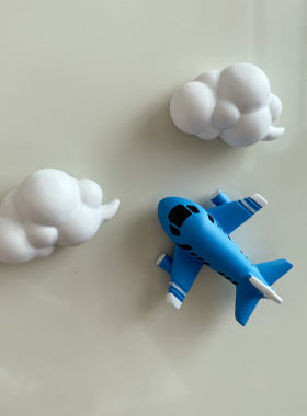 蓝色飞机白云冰箱贴3D立体磁贴