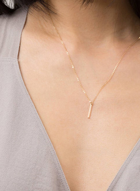 欧风极简一字项链18k网红同款