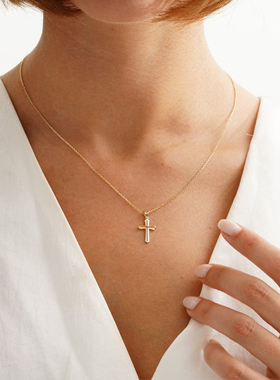 镂空十字架项链镀14K信物
