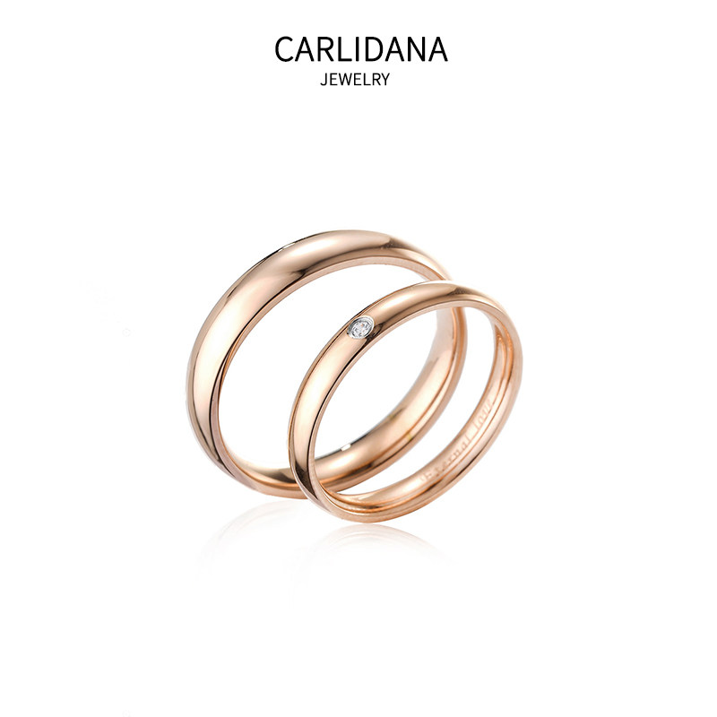 对戒ipg18k金镀玫瑰金简约情侣戒指 carlidana卡丽丹娜戒指/指环
