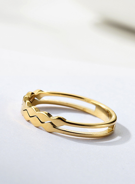 设计款镀金波浪双层韩国大气戒指