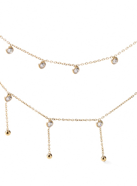 多钻小圆珠双层项链316钛钢仙气