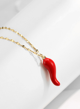 意大利小红辣椒项链链扭片链镀金