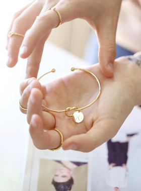 diy打结开口钛钢镀金手环