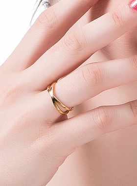 戒指镂空交叉ipg18k欧风钛钢镀