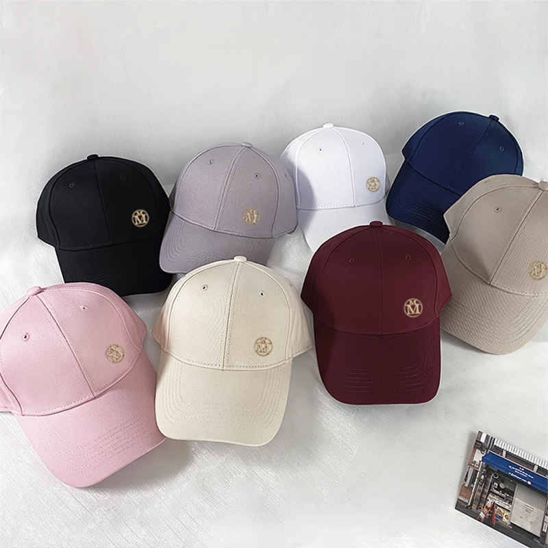 显脸小 硬顶棒球帽子女夏春秋男帽子明星同款M标遮阳防晒鸭舌帽