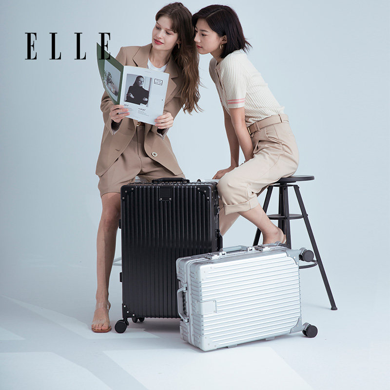 elle拉链箱万向轮女20寸密码旅行箱 elle拉杆箱旅行箱