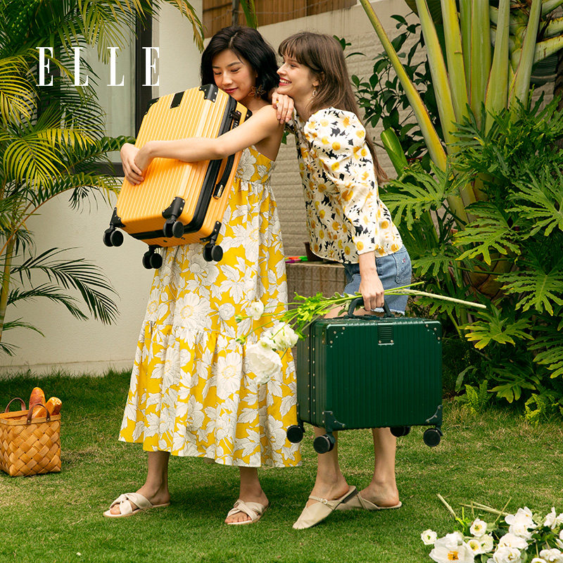 elle拉链箱万向轮女20寸密码旅行箱 elle拉杆箱旅行箱