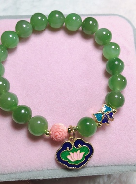 天然和田玉菠菜绿设计款俄料手串