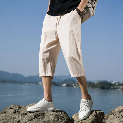 七分裤男宽松小脚夏季运动短裤男士8分裤纯棉薄款百搭休闲哈伦裤 - 图3