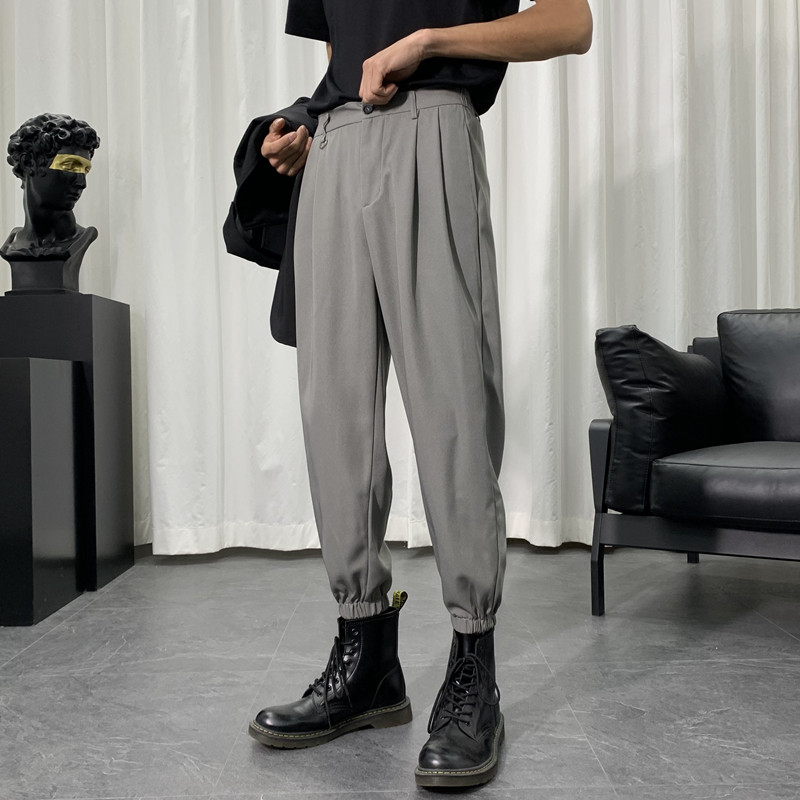 韩版男士靴裤秋季西裤潮牌宽松束脚配马丁靴的裤子九分哈伦休闲裤,淘宝优惠券,粉丝福利购,淘宝优惠卷