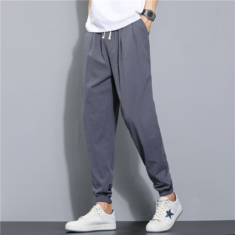 裤子男春夏棉麻运动裤宽松束脚亚麻裤夏季哈伦裤春季男士休闲长裤,淘宝优惠券,粉丝福利购,淘宝优惠卷