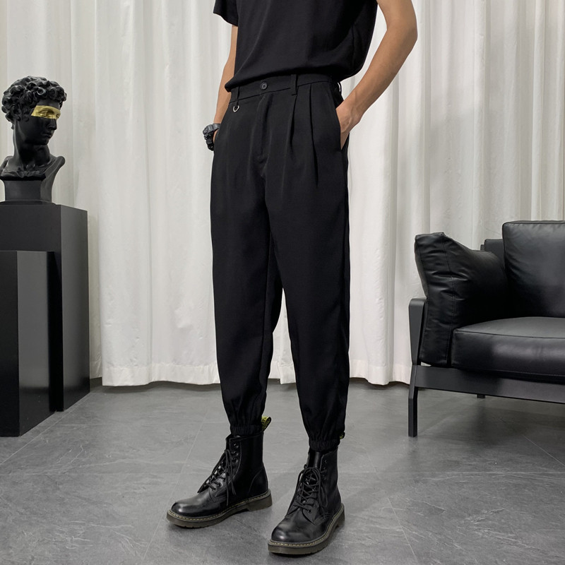 韩版男士靴裤秋季西裤潮牌宽松束脚配马丁靴的裤子九分哈伦休闲裤,淘宝优惠券,粉丝福利购,淘宝优惠卷