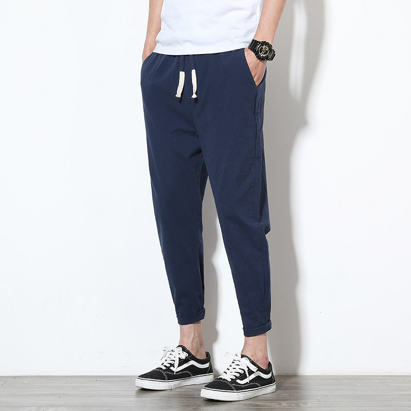 夏季休闲裤男九分裤薄款修身小脚裤子男韩版潮流百搭弹力9分男裤,淘宝优惠券,粉丝福利购,淘宝优惠卷