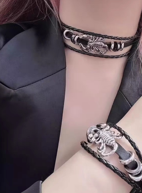 欧美多层编织复古朋克皮绳手串海军风船锚牛皮手链学生男女手绳