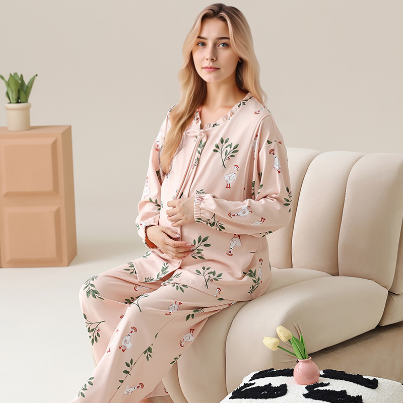 ROVO月子服产后可外穿待产妇外穿哺乳孕妇睡衣秋冬季喂奶家居服