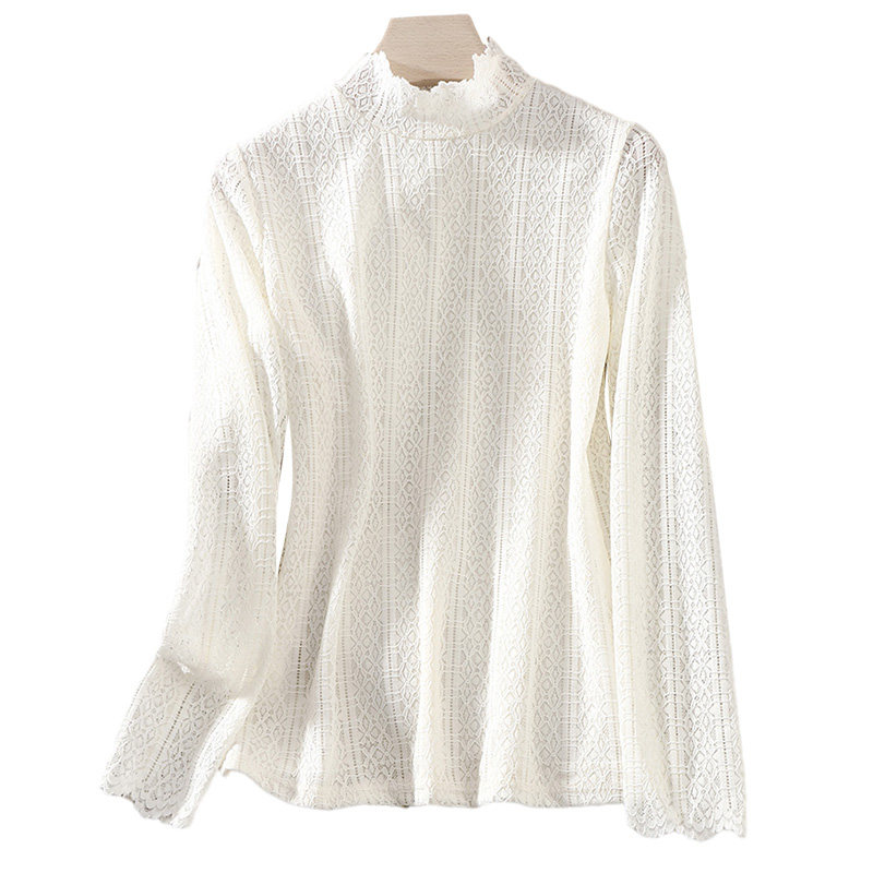 半高领蕾丝2022新款春秋洋气打底衫 德俪歌蕾丝衫/雪纺衫