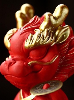 暴富瑞兽神龙可爱卡通手办桌面玄关摆件茶桌家居办公室装饰品