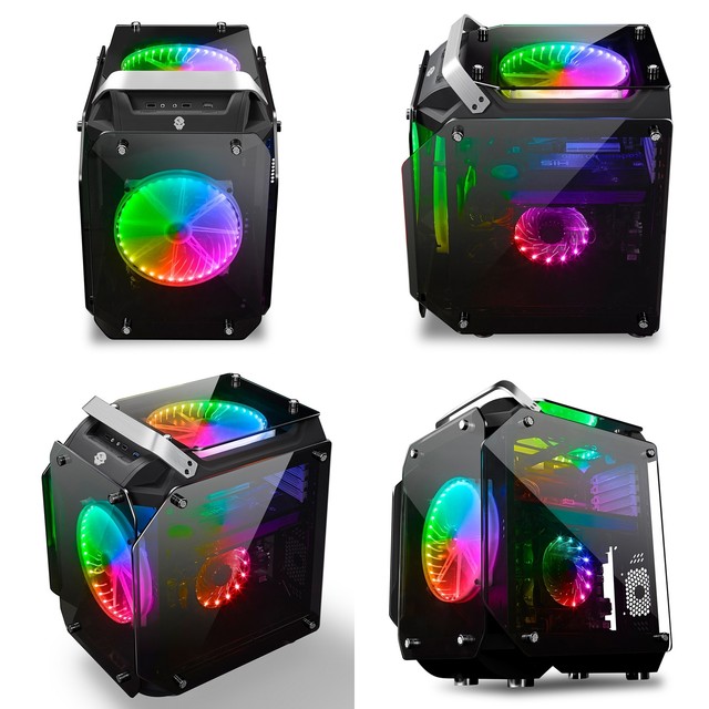 Wanjiajingang chassis ATX cube four-sided glass