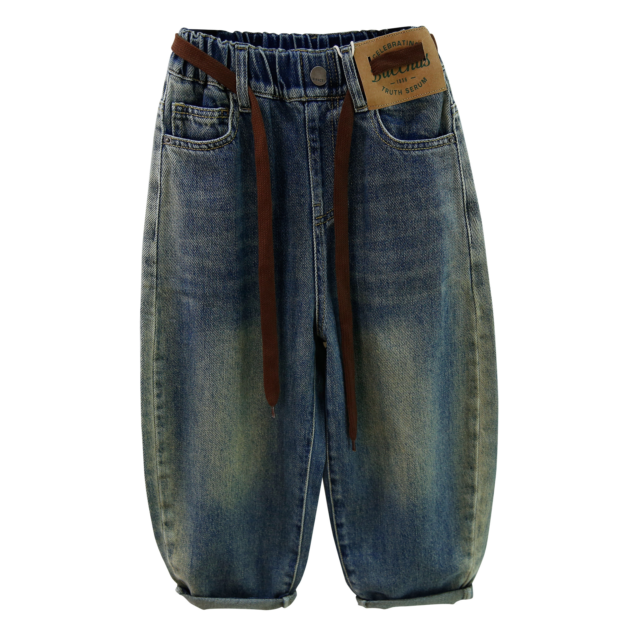 啦芙莱童装2025秋季新款男女童阔腿牛仔裤中大儿童老爹长裤子3655,淘宝优惠券,粉丝福利购,淘宝优惠卷