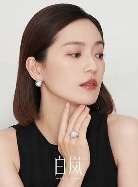 白岚淡水马贝珍珠戒指女925纯银