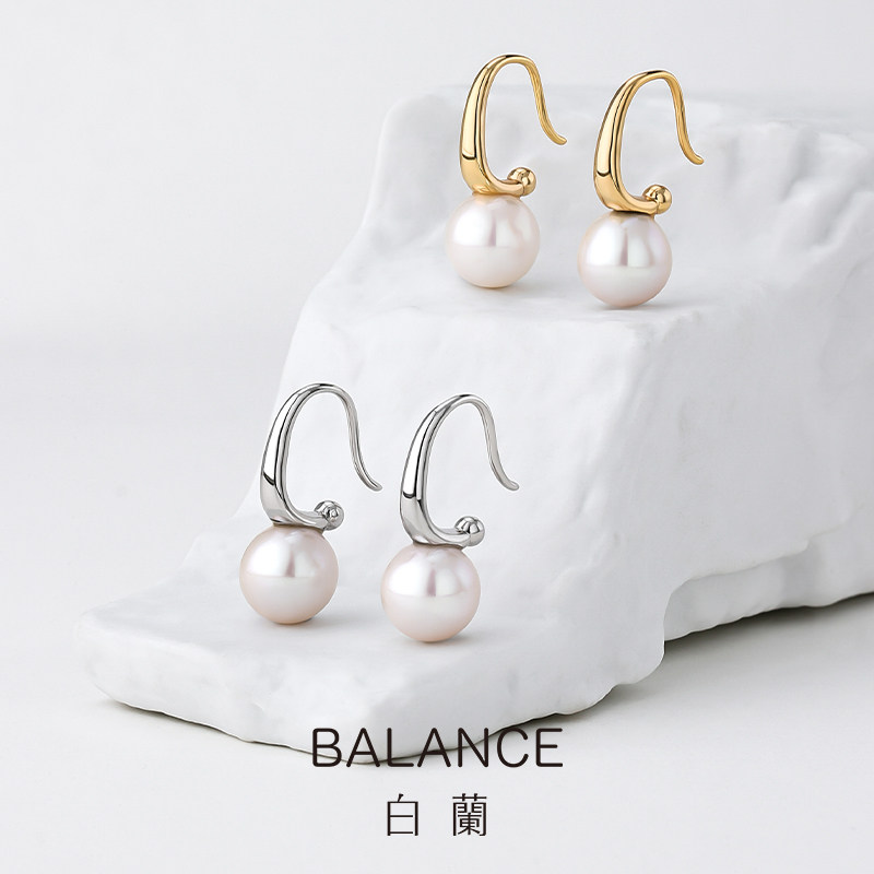 白兰淡水珍珠耳环2021年潮纯银耳钉 bn耳环
