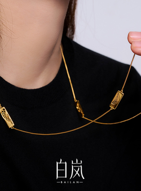 【12月上新】白岚缠枝花丝项链925银毛衣链秋冬长项链气质XL6031