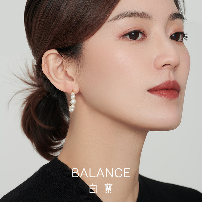 bn白兰小白圈天然淡水珍珠女感耳钉 bn耳钉