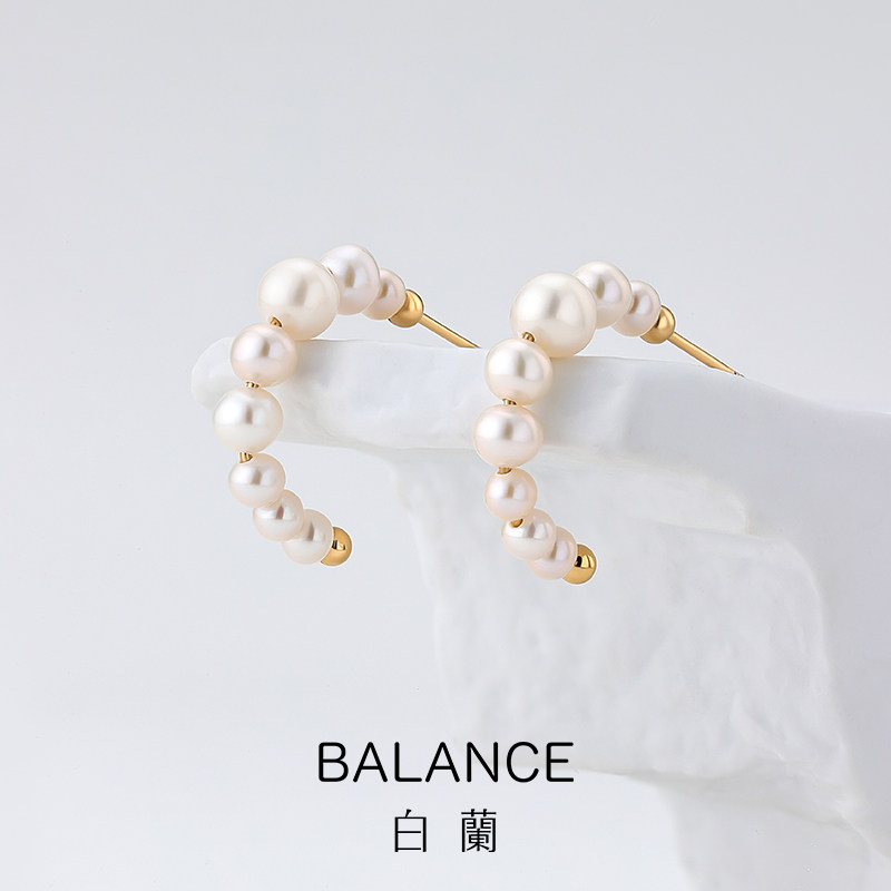 bn白兰小白圈天然淡水珍珠女感耳钉 bn耳钉