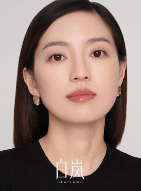 白岚圆形淡水珍珠耳钉女小众设计