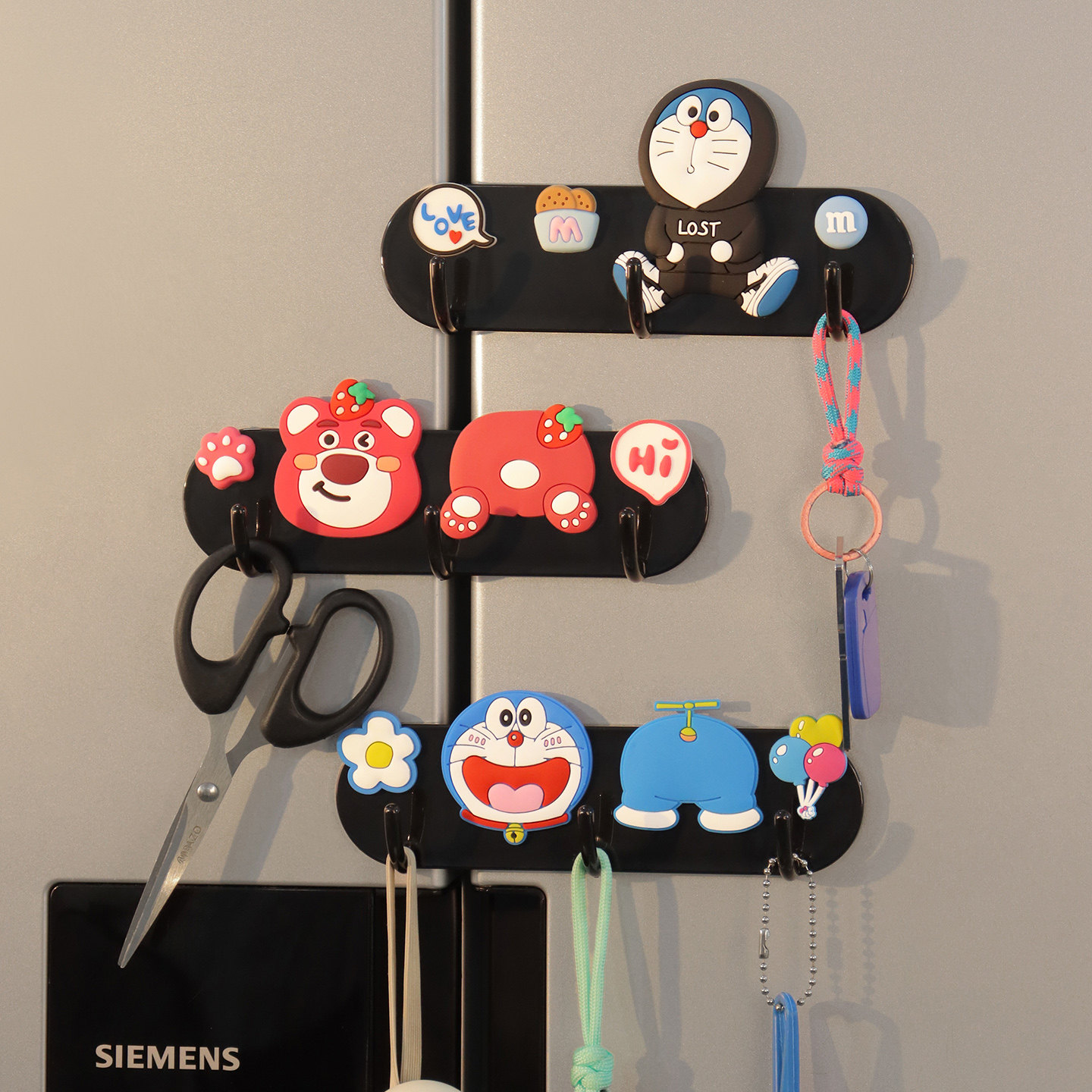 可爱卡通三连磁吸挂钩强力无痕吸铁石入户门后置物架侧边冰箱贴,淘宝优惠券,粉丝福利购,淘宝优惠卷