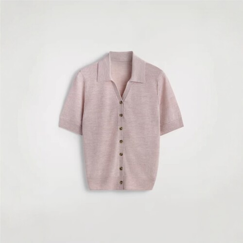 CS女装 标准版型羊毛混纺短袖衬衫粉色2026春季新品1327267002 - 图3