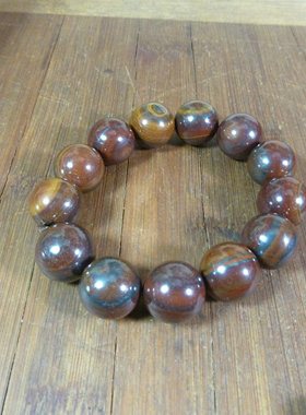 6502号 新疆哈密炫彩陨石手链 手串 18mm 强磁性