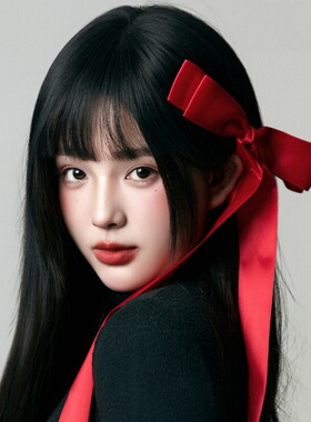 韩系双层红色蝴蝶结发饰女甜美氛围感新年拍照发夹长飘带喜庆头饰